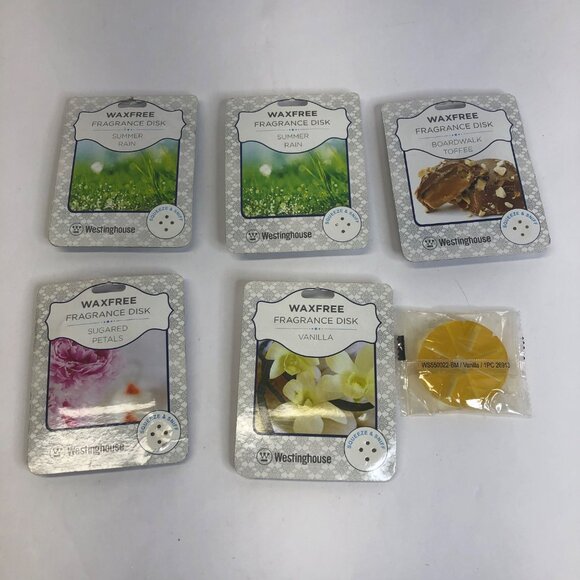6 Westinghouse Waxfree Summer Rain Toffee Vanilla Sugar Petal Fragrance Disks NE - Picture 1 of 11